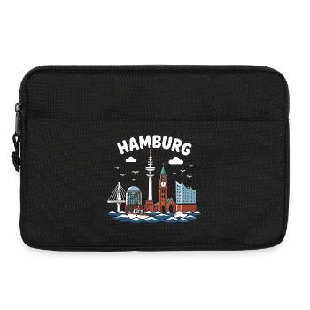 Hamburg Skyline Küstenzauber - Laptoptasche 13" - Schwarz - Vorne
