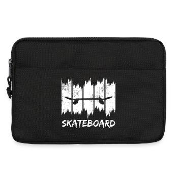 Skateboard Silhouette Grunge Druck - Laptoptasche 13" - Schwarz - Vorne
