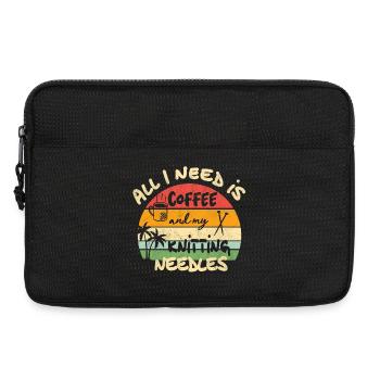 All I need is coffee and my knitting needles - Laptoptasche 13" - Schwarz - Vorne