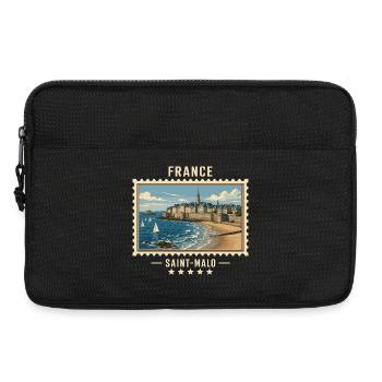 Frankreich Saint-Malo Vintage Reisemarke - Laptoptasche 13" - Schwarz - Vorne