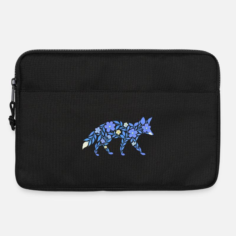 Nordic Floral - Heller Blaufuchs - Laptoptasche 13" - Schwarz
