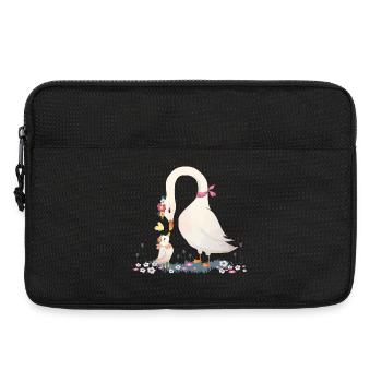 Two swans in flower meadow style - Laptop bag 13" - black - Front