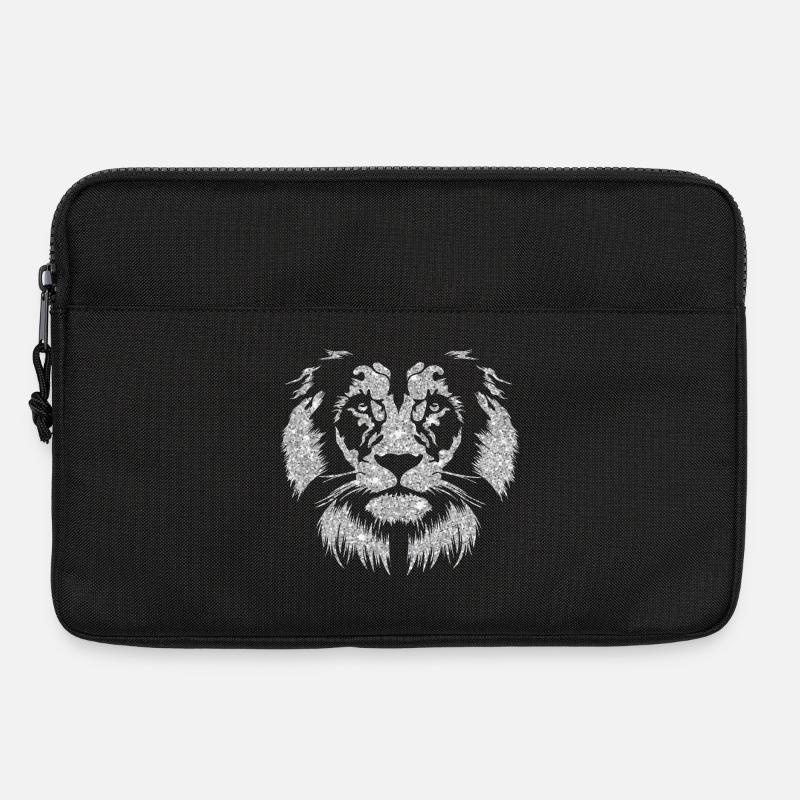 Funkelnder Löwenkopf mit Glitzereffekt - Laptoptasche 13" - Schwarz