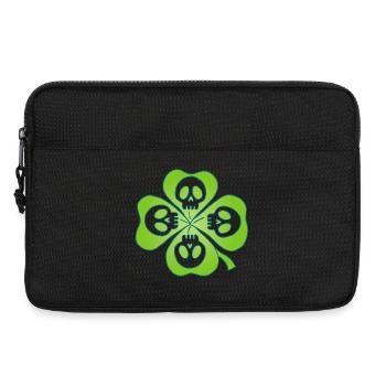 Schädel und vierblättriges Kleeblatt - Laptoptasche 13" - Schwarz - Vorne