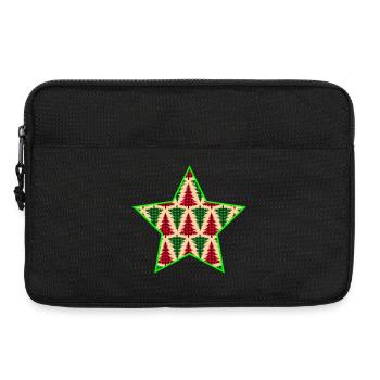 Étoile d’arbre à carreaux avec contour néon - Sacoche pour ordinateur portable 13 pouces - noir - Devant