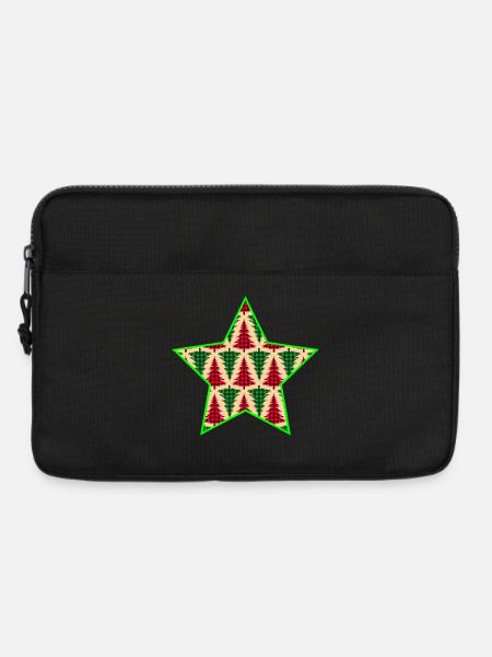 Karierter Baumstern mit Neonumriss - Laptoptasche 13" - Schwarz