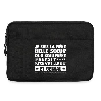 Cadeau Belle Soeur Beau Frère Humour Drôle Noël - Sacoche pour ordinateur portable 13 pouces - noir - Devant