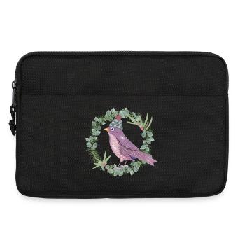 Vogel mit Misteln & Eukalyptus in Winter Stimmung - Laptoptasche 13" - Schwarz - Vorne