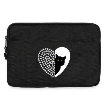 Black cat with floral pattern - Laptop bag 13" - black - Front