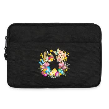 Fleurs et œufs de Pâques avec des accessoires printaniers - Sacoche pour ordinateur portable 13 pouces - noir - Devant