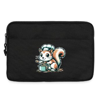 Cute cartoon squirrel cooking spaghetti - Laptop bag 13" - black - Front