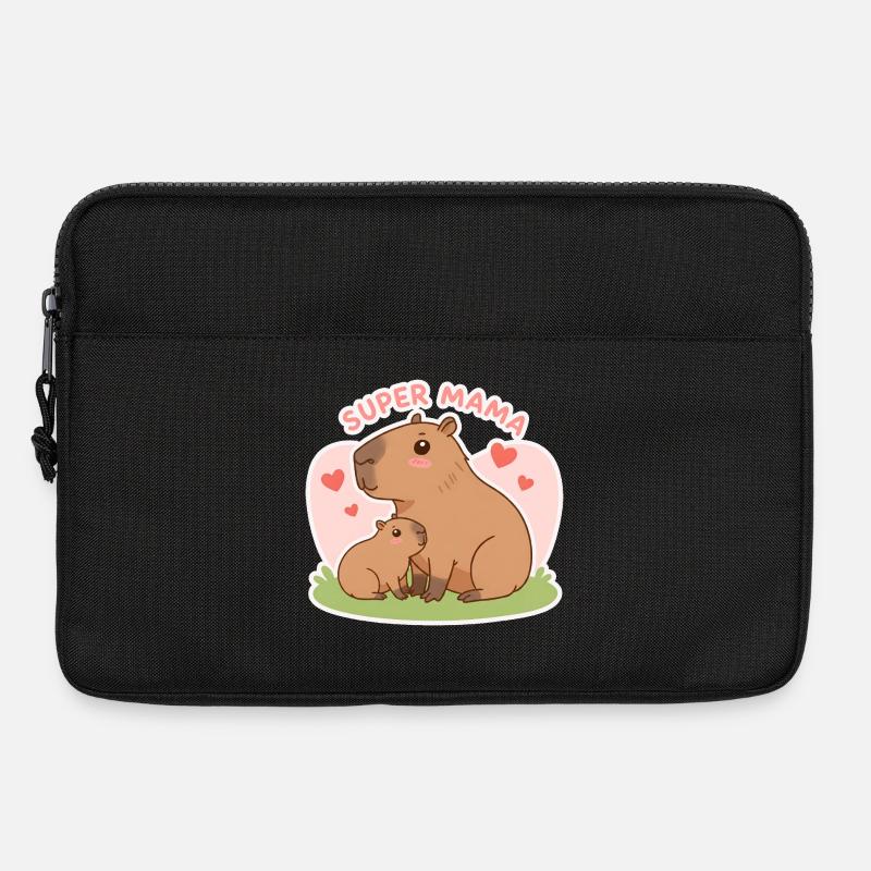 Super-Mama Capybara - Laptoptasche 13" - Schwarz