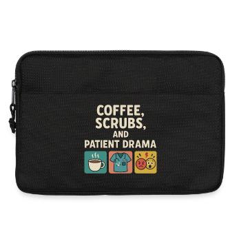 Coffee Scrubs Patient Drama – Pflegehumor - Laptoptasche 13" - Schwarz - Vorne
