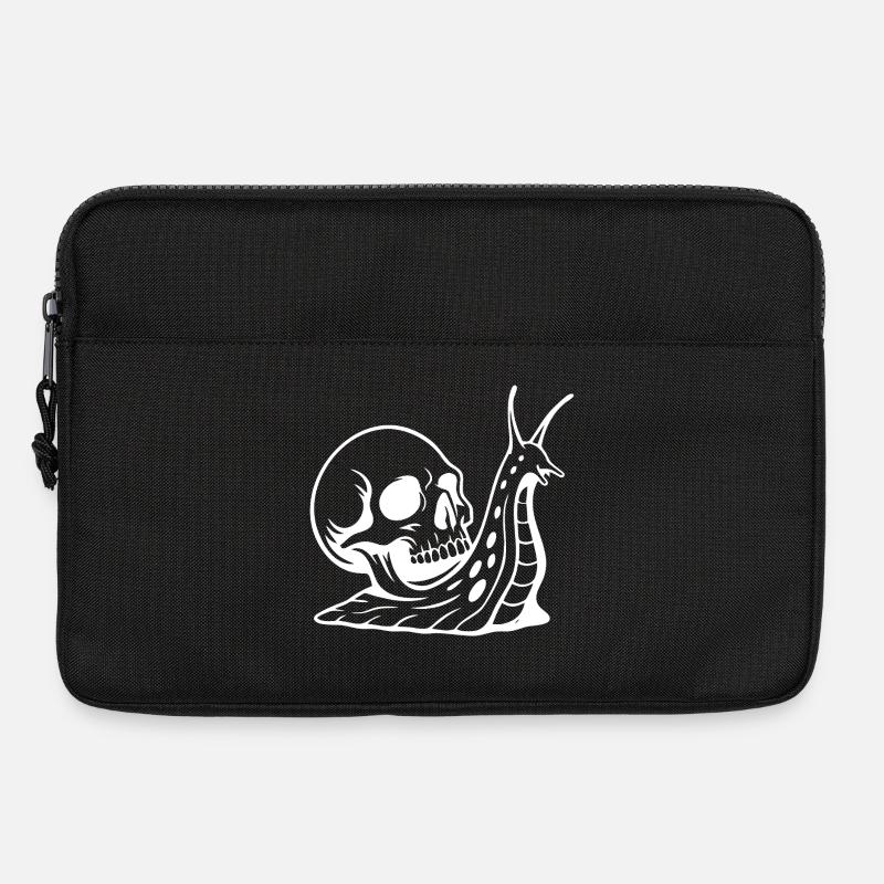 Dunkles Totenkopf- und Schnecken-Tattoo-Design - Laptoptasche 13" - Schwarz