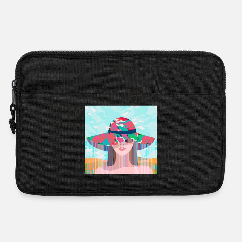 Woman with Psychedelic Colored Hat - Laptop bag 13" - black