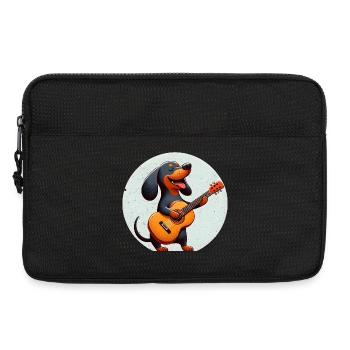 Chien joyeux avec teckel guitare - Sacoche pour ordinateur portable 13 pouces - noir - Devant