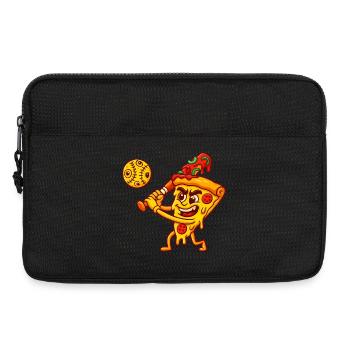 Pizza Slice Baseball Player Cartoon Design - Sacoche pour ordinateur portable 13 pouces - noir - Devant