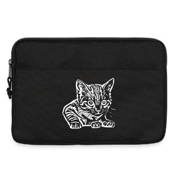Katze Katzenbaby T-shirt Geschenk Geschenkidee - Laptoptasche 13" - Schwarz - Vorne