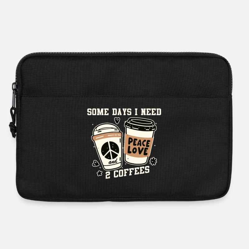 Frieden und Kaffee: Zwei Kaffees - Laptoptasche 13" - Schwarz