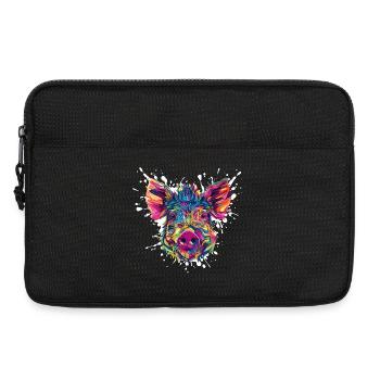 Explosion de couleurs tête de porc - Sacoche pour ordinateur portable 13 pouces - noir - Devant