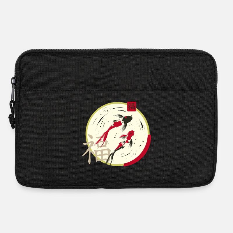 Koi Zen Mondkreis Wohlstand - Laptoptasche 13" - Schwarz