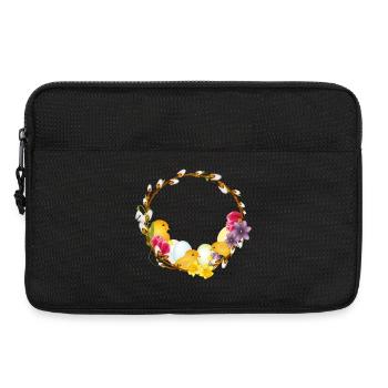 Spring wreath with chick Easter and spring motif - Laptop bag 13" - black - Front
