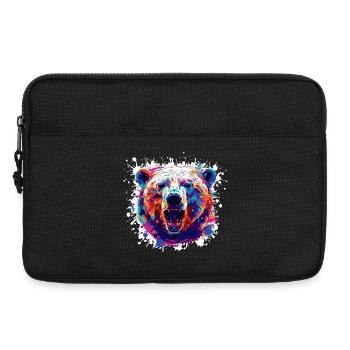 Bunter Bärenkopf PopArt - Laptoptasche 13" - Schwarz - Vorne