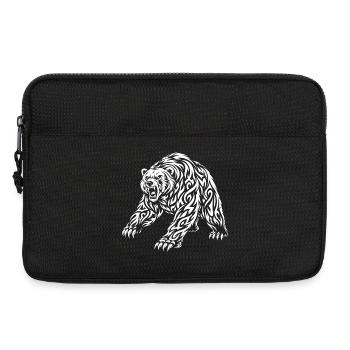 Motif grizzli tribal – Ours sauvage - Sacoche pour ordinateur portable 13 pouces - noir - Devant