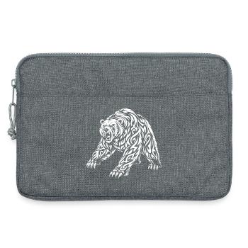 Motif grizzli tribal – Ours sauvage - Sacoche pour ordinateur portable 13 pouces - gris chiné - Devant