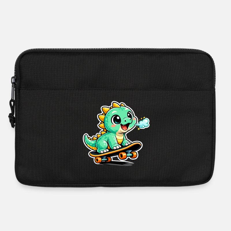 Grüner Dino Skateboardheld - Laptoptasche 13" - Schwarz