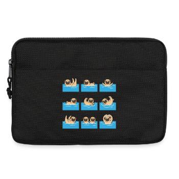 Schwimmender Mops Cartoon Für Hundefans - Laptoptasche 13" - Schwarz - Vorne