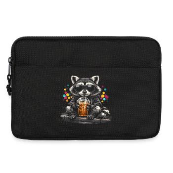 Waschbär Trinkt Eiskaffee Süß Niedlich - Laptoptasche 13" - Schwarz - Vorne