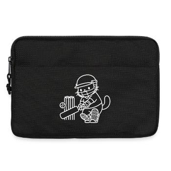 Joueur de cricket Kawaii Cat - Sacoche pour ordinateur portable 13 pouces - noir - Devant