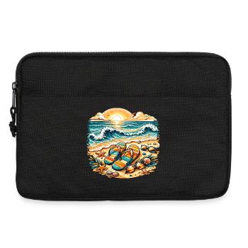 Sonnenuntergang am Strand Illustration - Laptoptasche 13" - Schwarz - Vorne