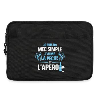 Mec Simple J’Aime La Pêche Et L’ Apéro Humour  - Sacoche pour ordinateur portable 13 pouces - noir - Devant