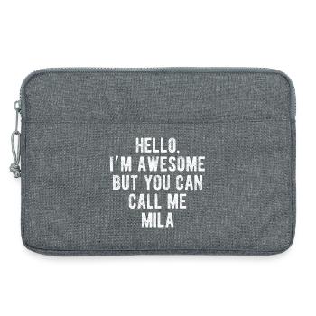 Hallo, mir geht's großartig. Nenn mich Mila, lustiges Zitat. - Laptoptasche 13" - Grau meliert - Vorne