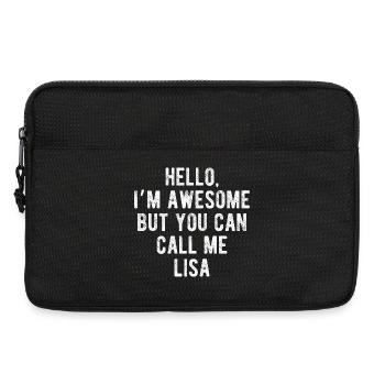 Hallo, mir geht's großartig. Nenn mich Lisa, lustiges Zitat. - Laptoptasche 13" - Schwarz - Vorne