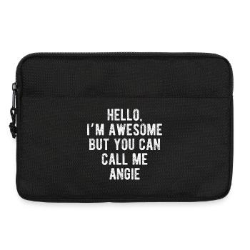 Bonjour, je suis géniale, appelez-moi Angie, citation drôle - Sacoche pour ordinateur portable 13 pouces - noir - Devant