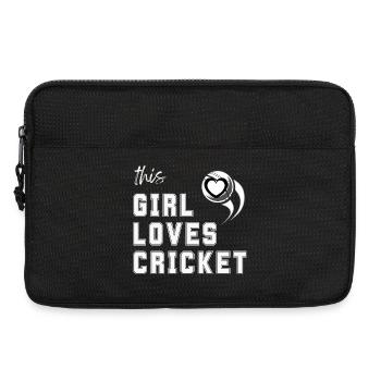Cette fille adore le cricket et les sports drôles - Sacoche pour ordinateur portable 13 pouces - noir - Devant
