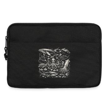Océan Vintage : Gravure Animaux Marins - Sacoche pour ordinateur portable 13 pouces - noir - Devant