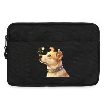 Fairy Dog with Magic Flower and Caterpillar - Laptop bag 13" - black - Front