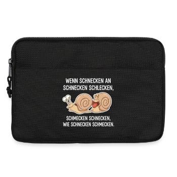 Schnecken schlecken – Lustiger Zungenbrecher - Laptoptasche 13" - Schwarz - Vorne