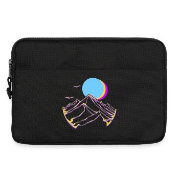 Montagnes néon, Lune, Soleil, Sommets géométriques - Sacoche pour ordinateur portable 13 pouces - noir - Devant