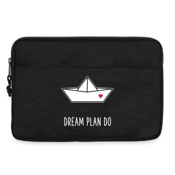 Dream Plan Do - Papierboot Schiffchen Herz - Laptoptasche 13" - Schwarz - Vorne