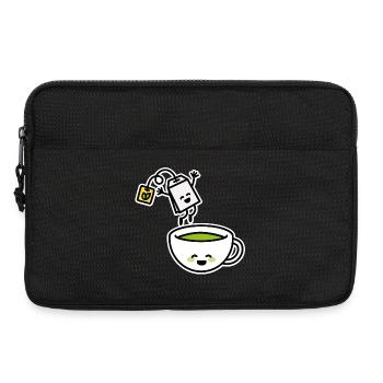 Funny Matcha Green Tea Kawaii Cartoon Teacup - Laptop bag 13" - black - Front