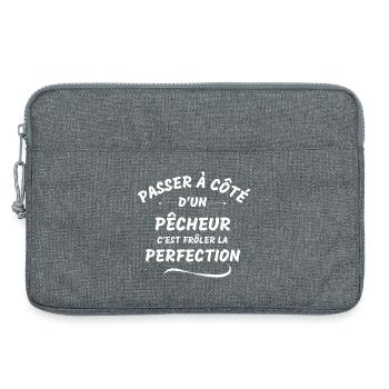 pêcheur, pêche, pêcheur humour - Sacoche pour ordinateur portable 13 pouces - gris chiné - Devant