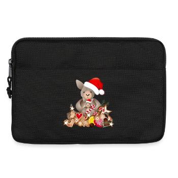 kangourou doux pour Noël avec chapeau de Noël - Sacoche pour ordinateur portable 13 pouces - noir - Devant