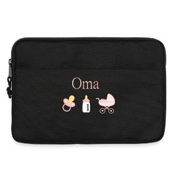 Oma Geburt Mädchen Vorlage personalisierbar - Laptoptasche 13" - Schwarz - Vorne