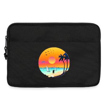 Aquarelle de plage de coucher de soleil d’été - Sacoche pour ordinateur portable 13 pouces - noir - Devant