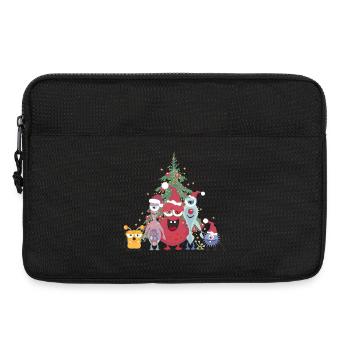 Cheerful Colorful Monster Family Celebrating Christmas - Laptop bag 13" - black - Front